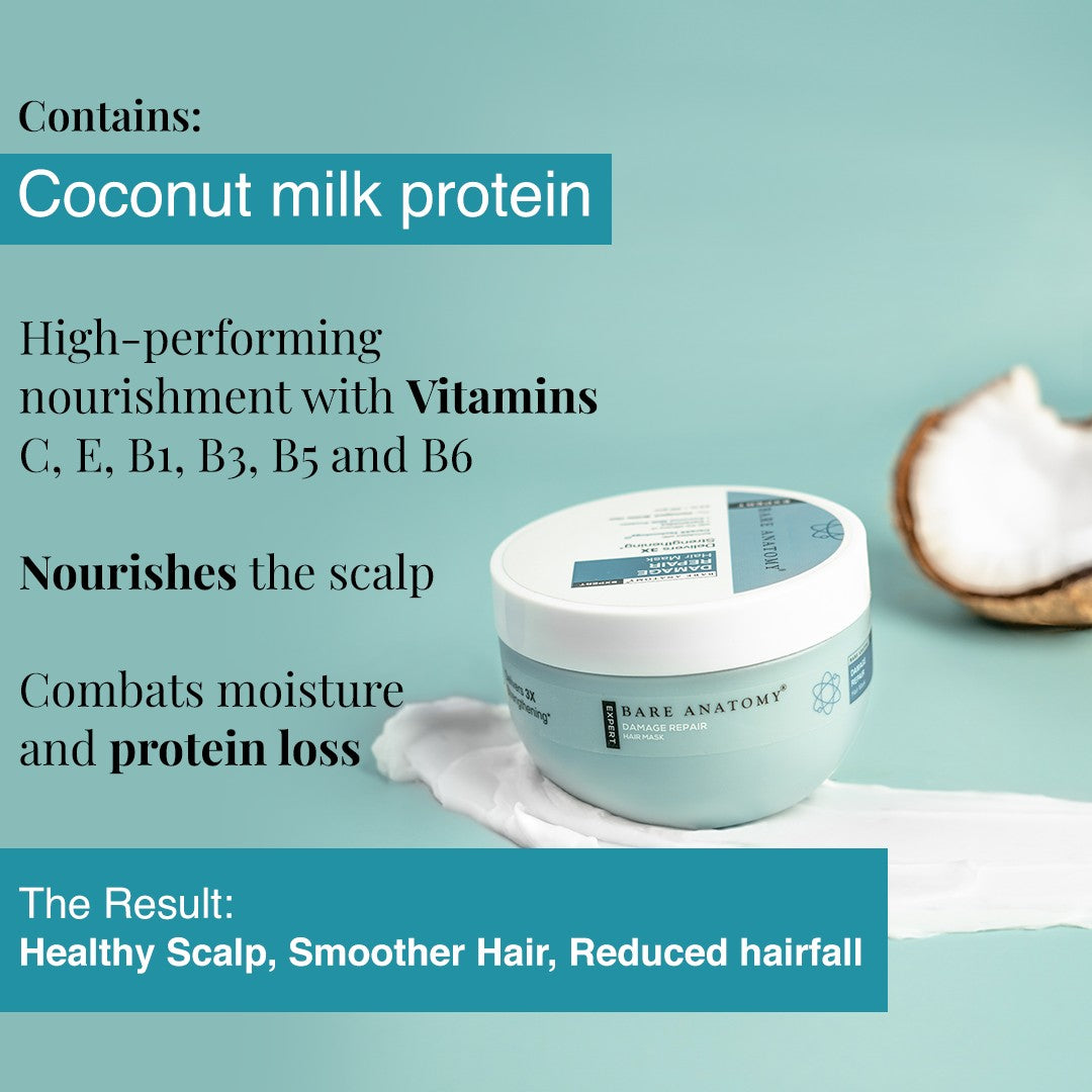 Damage Repair Hair Mask With Ceramide A2 & Coconut Milk Protein - 250 gm | Pack of 2