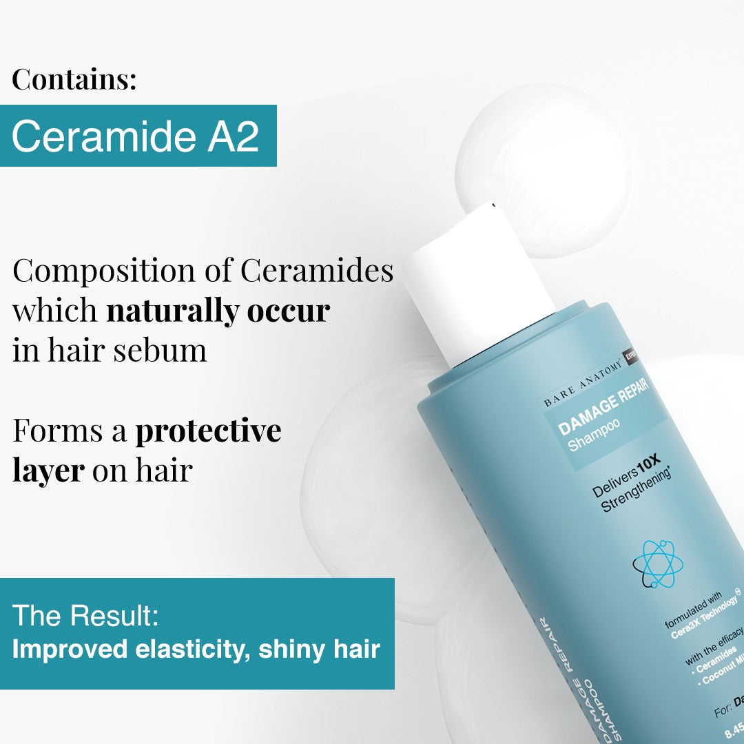 Damage Repair Shampoo With Ceramide A2 & Coconut Milk Protein - 250 ml | Pack of 2