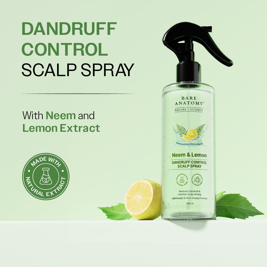 Neem & Lemon Dandruff Control Scalp Spray With Tea Tree and ACB Fruit Extracts - 200 ml | Pack of 2