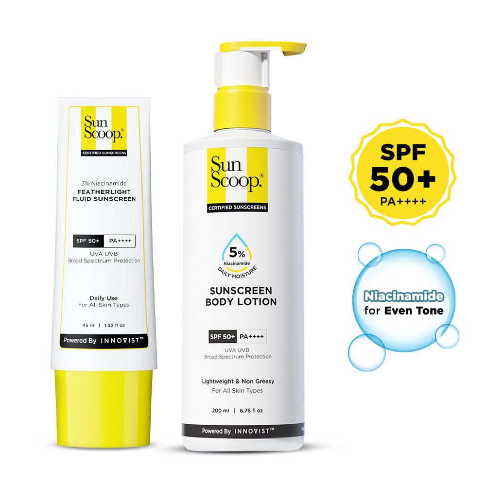 Daily SPF 50+ Duo  with 3% Niacinamide Sunscreen & 5% Niacinamide Sunscreen Body Lotion