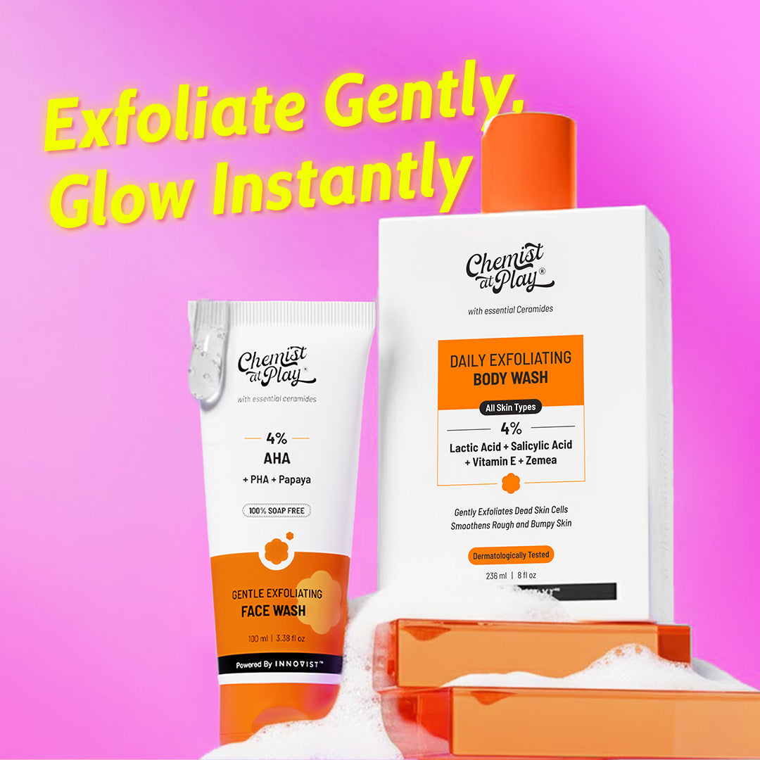 Detan & Glow Duo | Exfoliating Body Wash & Gentle Exfoliating Face Wash