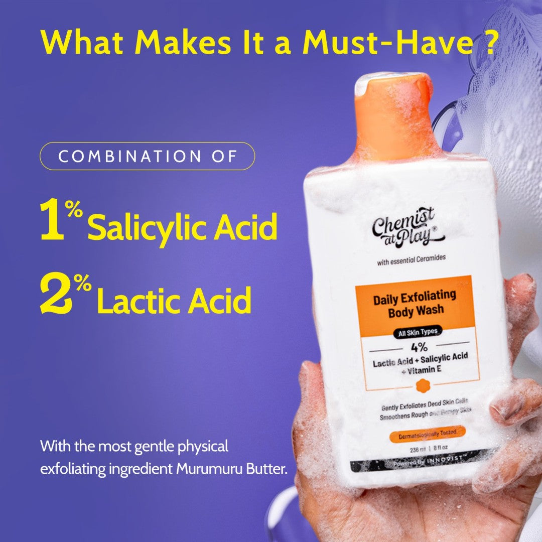 Exfoliating Body Wash with 1% Salicylic Acid & 2% Lactic Acid with Loofah - 236 ml