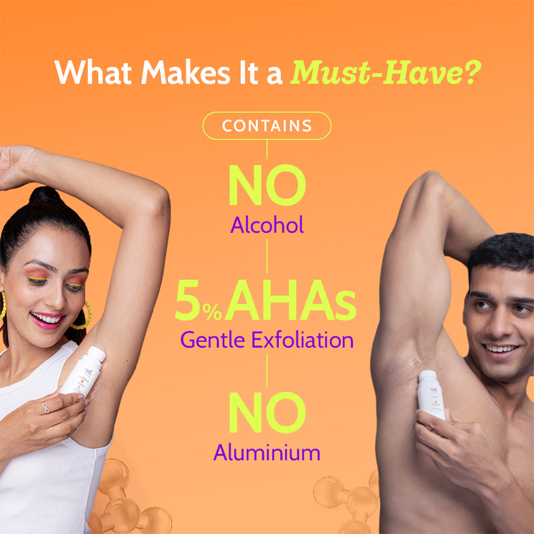 5% AHA Underarm Roll on for Odour Control & Pigmentation (Aqua) - 75 ml | Pack of 2