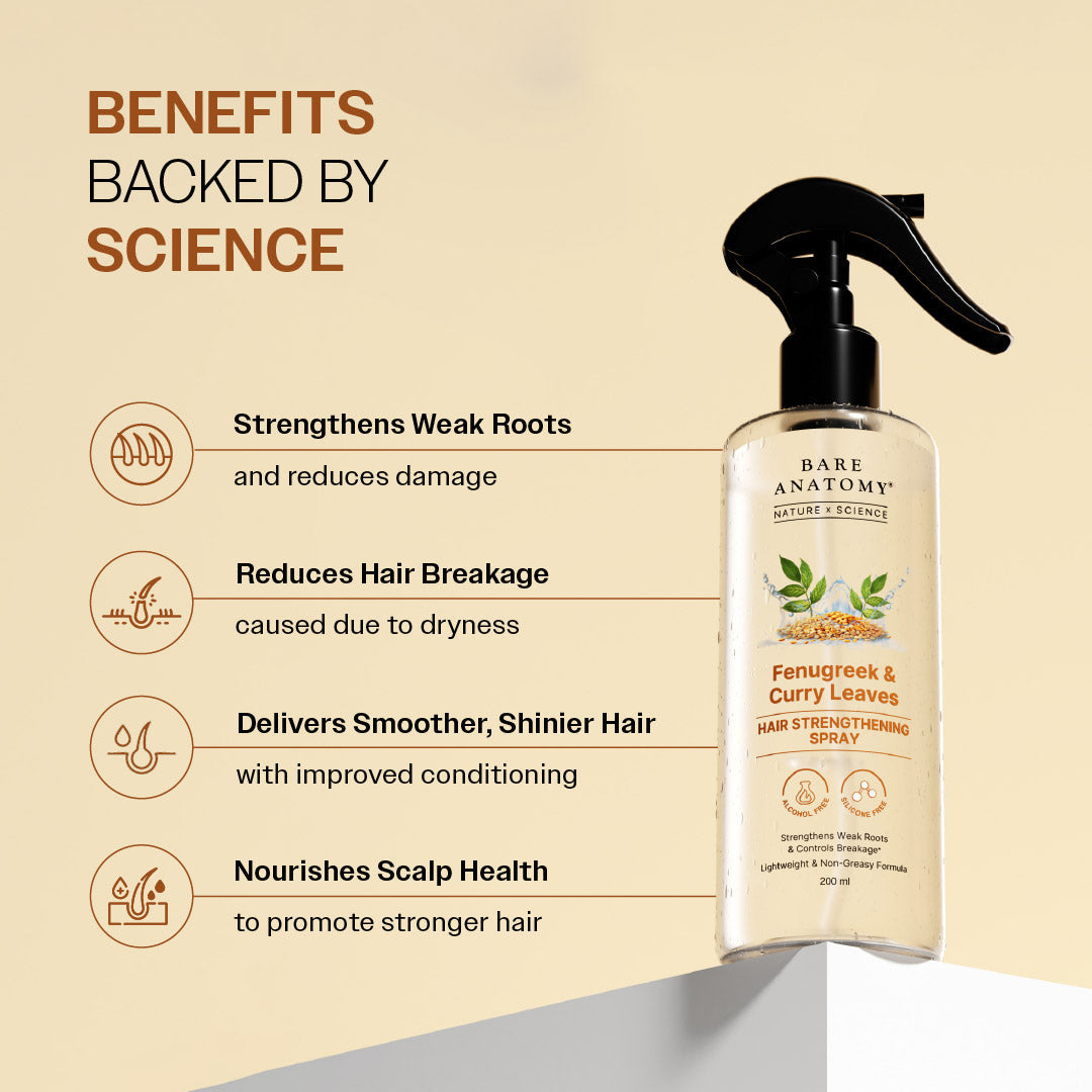 Methi Hair Strengthening Spray With Curry Leaves, Amla & Aloe Vera Extracts - 200 ml