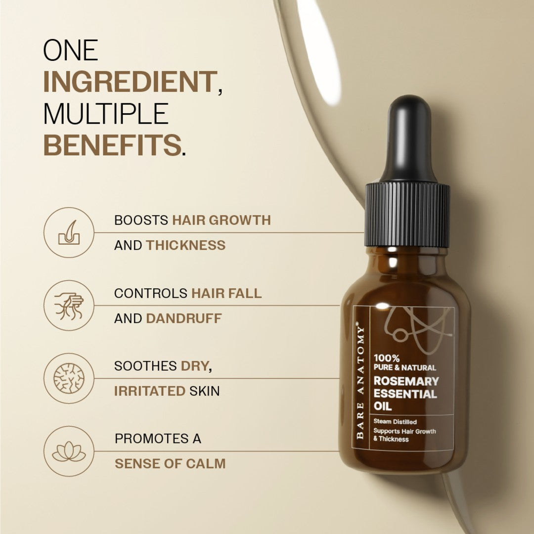 100% Pure Rosemary Essential Oil For Hair Growth & Thickness - 15 ml