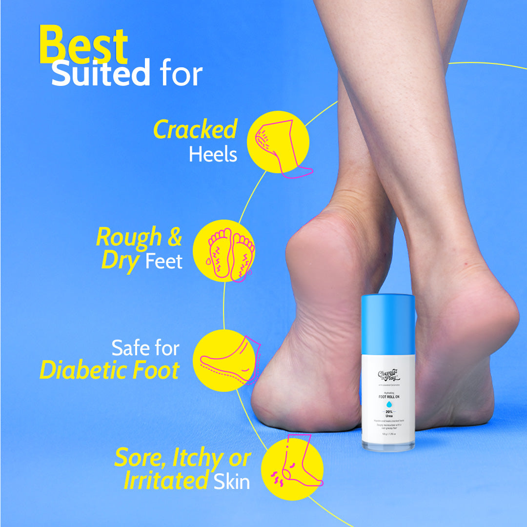 20% Urea Hydrating Foot Roll-On for Cracked Heels & Diabetic Foot - 50 gm