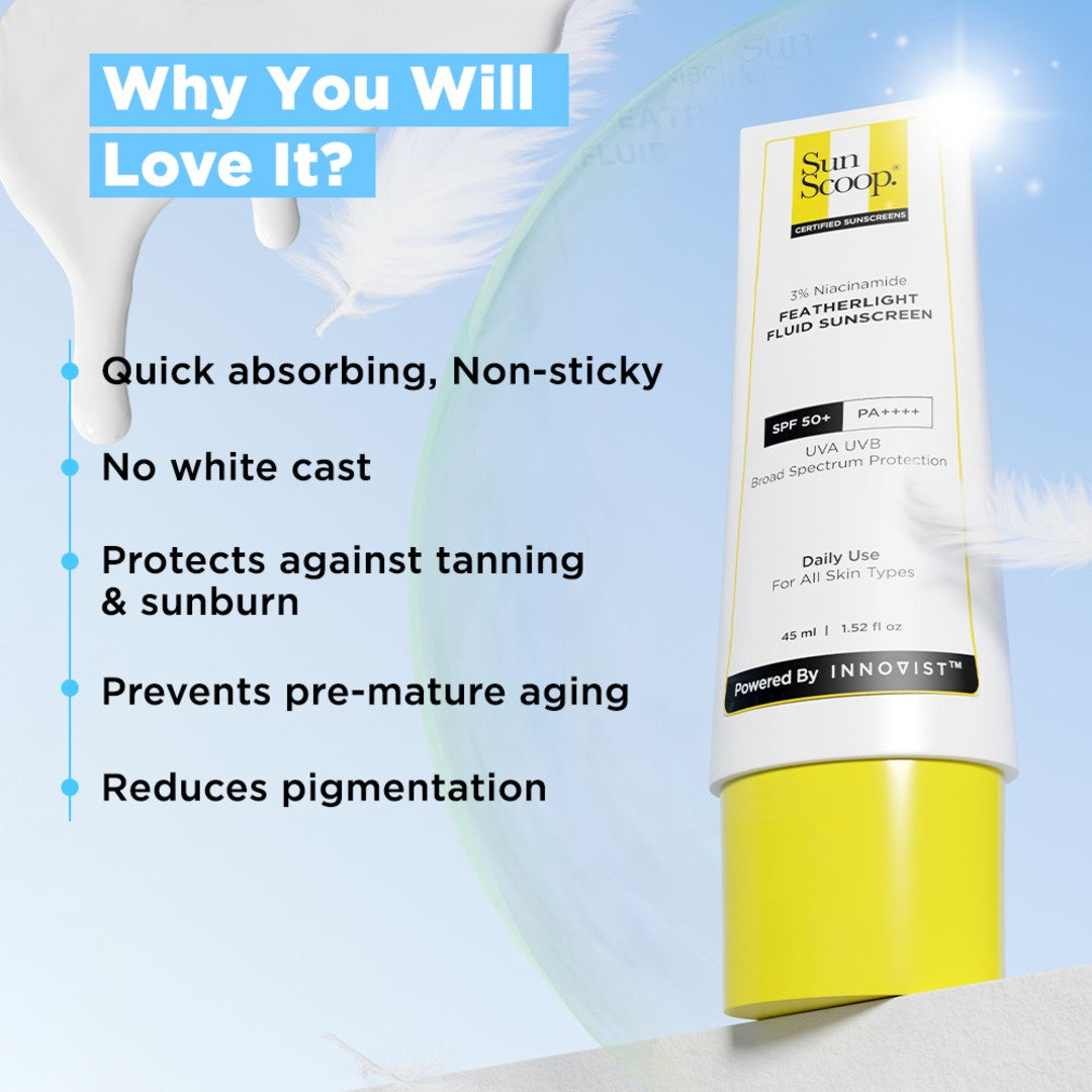3% Niacinamide Featherlight Fluid Sunscreen| SPF 50+ PA++++ - 45 ml | Pack of 2