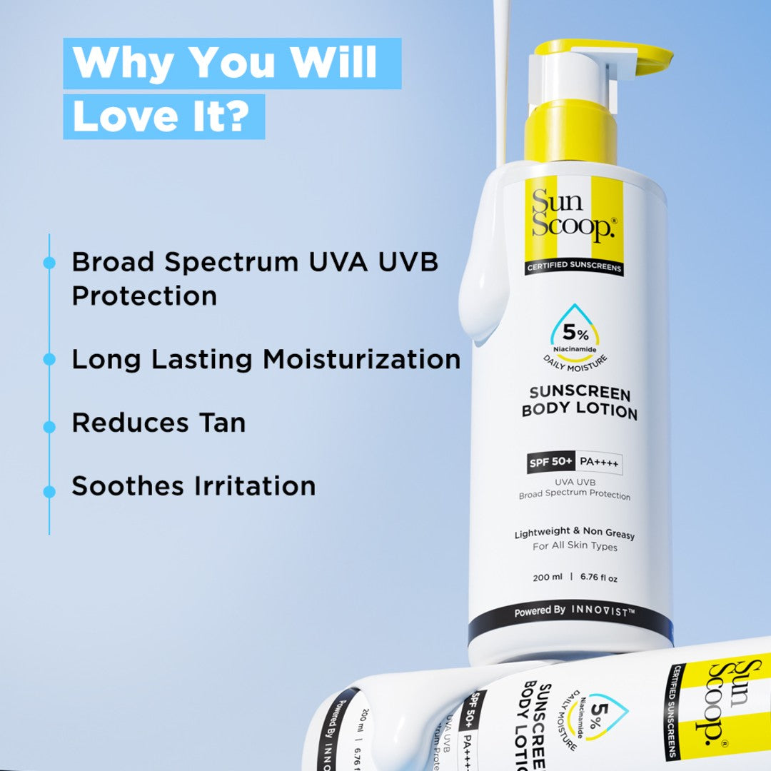 5% Niacinamide Sunscreen Body Lotion| SPF 50+ PA++++ - 200 ml | Pack of 2