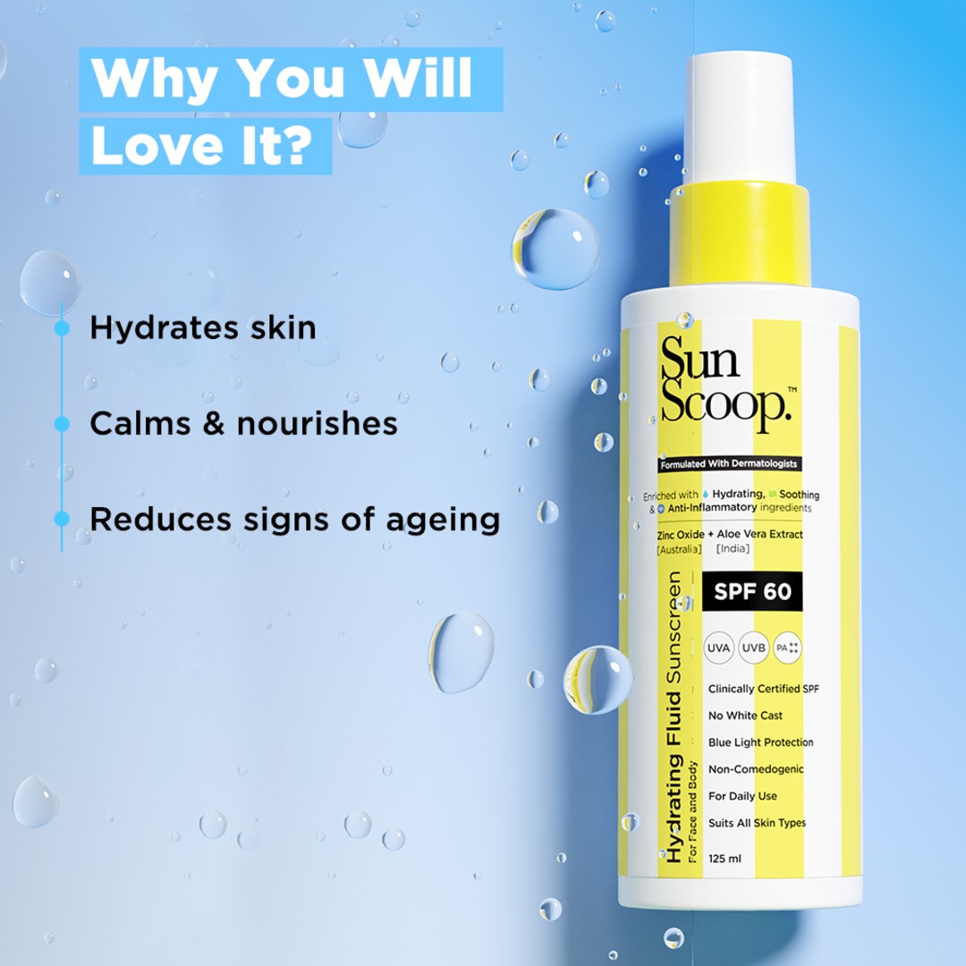 Hydrating Fluid Sunscreen  for Face & Body | SPF 60 PA++++| In-Vivo Tested - 125 ml | Pack of 2