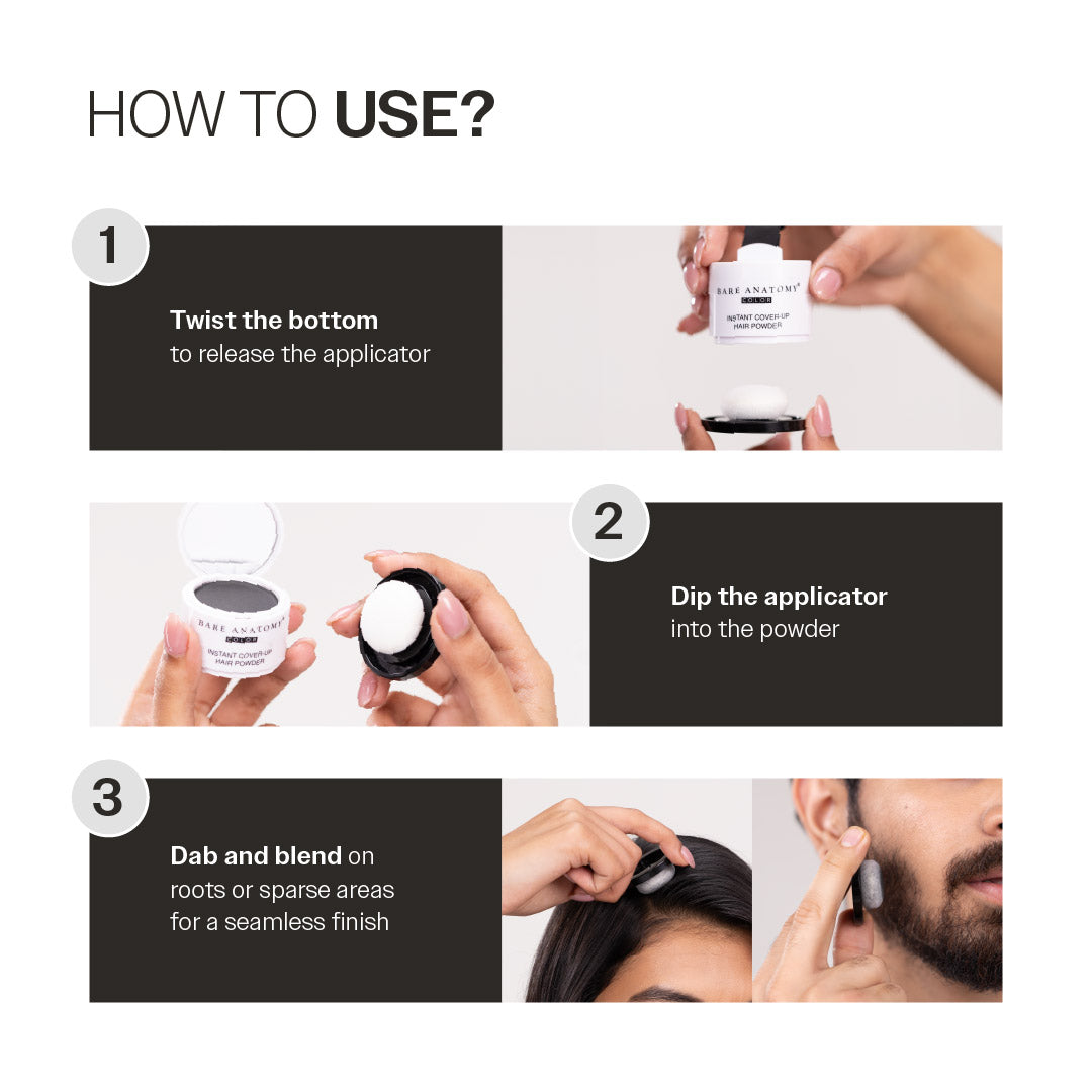 Instant Hair Cover-Up Powder Black Color - 4 g
