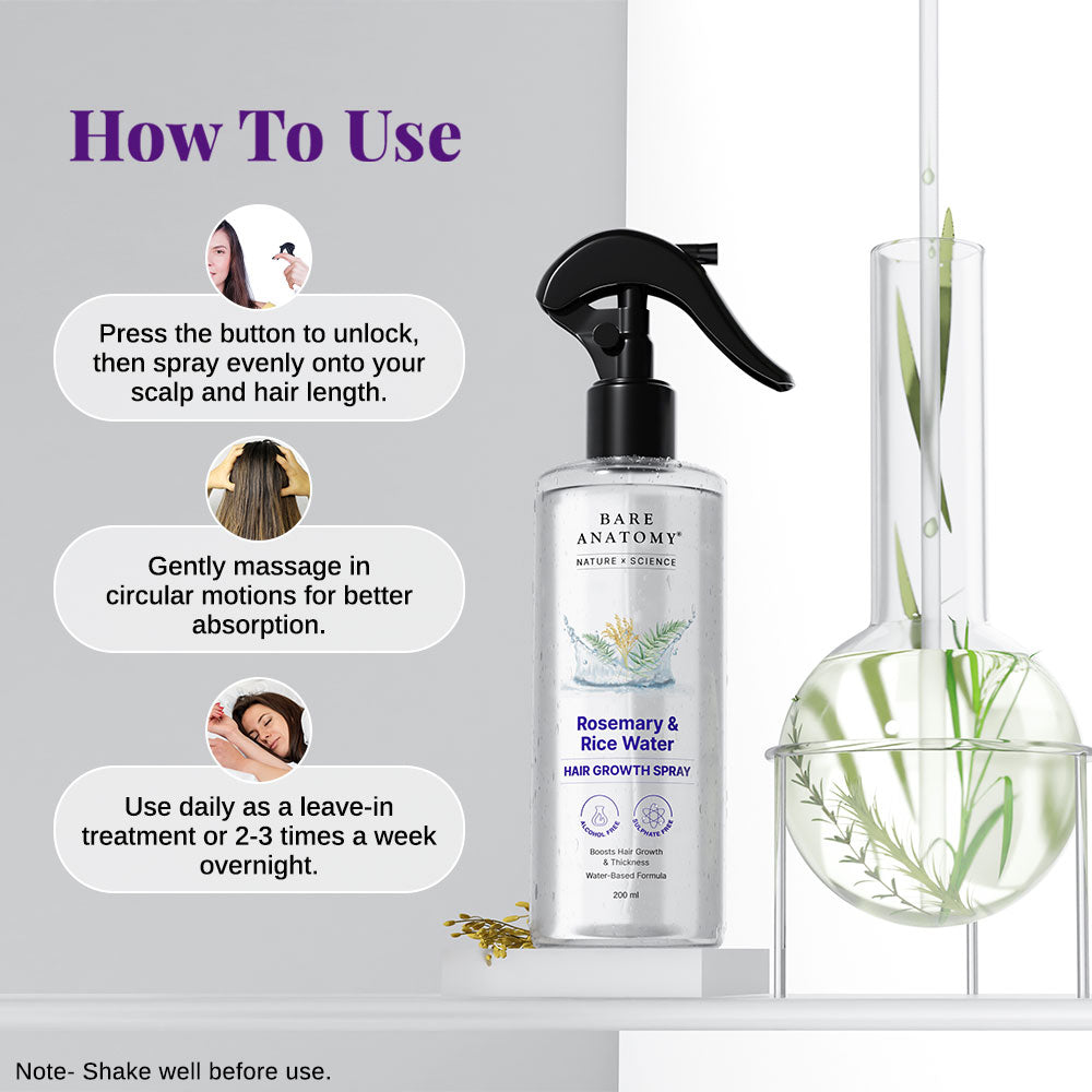 Rosemary & Rice Water Hair Growth Spray For Hair Growth and Thickness - 200 ml | Pack of 2