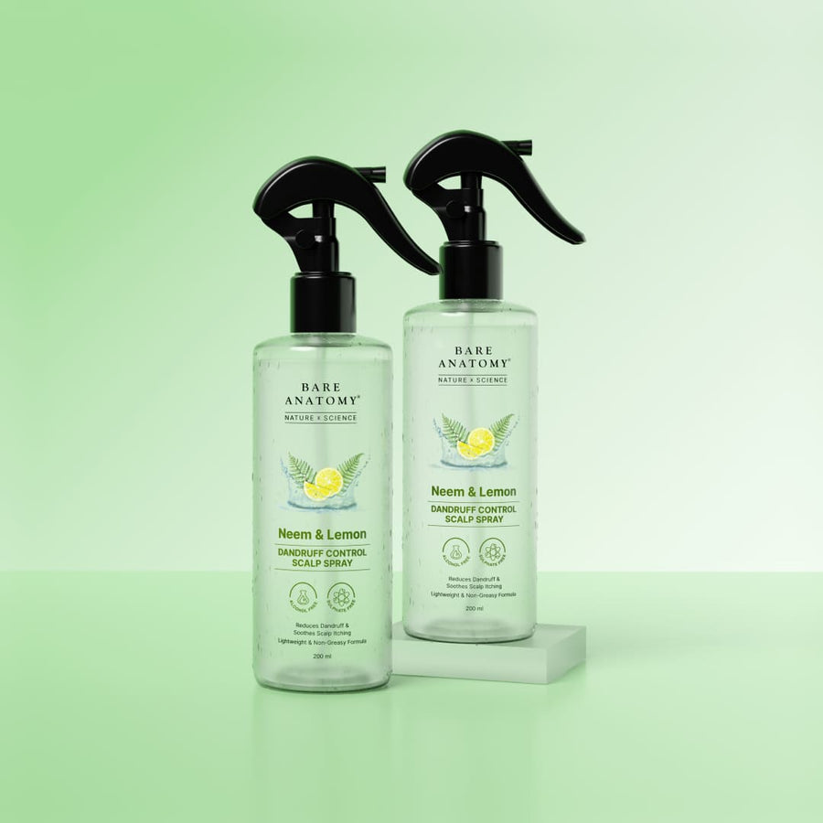 Neem & Lemon Dandruff Control Scalp Spray With Tea Tree and ACB Fruit Extracts - 200 ml | Pack of 2