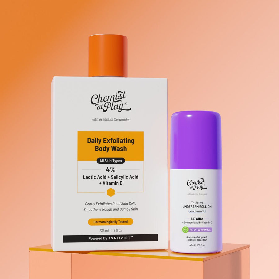 The Daily Care Duo | Exfoliating Body Wash - 236ml & Tri-Active Underarm Roll On - 40ml