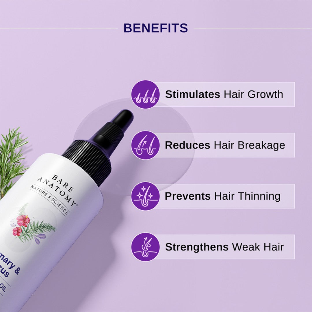 Rosemary & Hibiscus Hair Growth Oil With Redensyl, Biotin, Bhringraj & Aloe Vera - 100 ml | Pack of 3