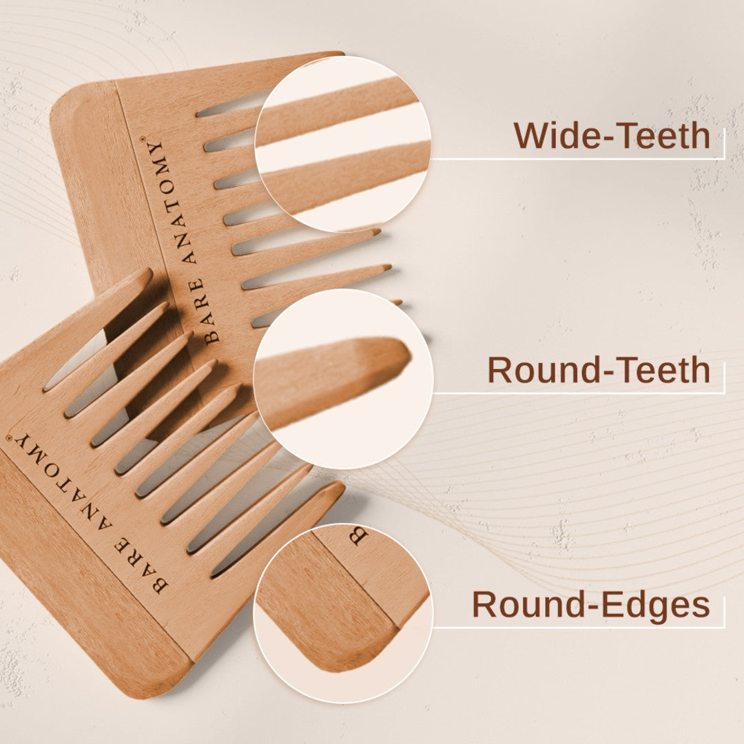 Handcrafted Wide Tooth Wooden Hair Comb For Detangling and Reduced Breakage