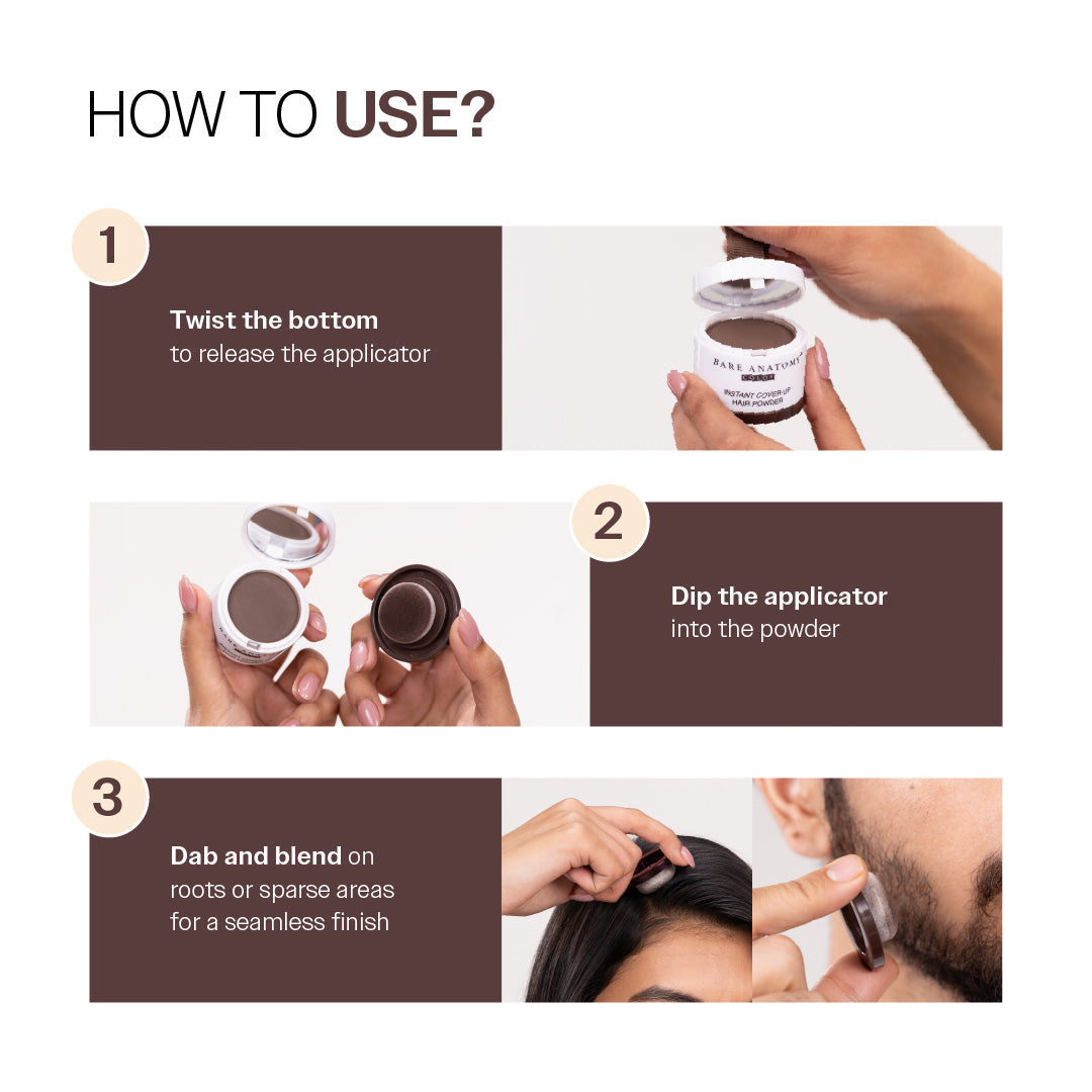 Instant Hair Cover-Up Powder Brown Color - 4 gm