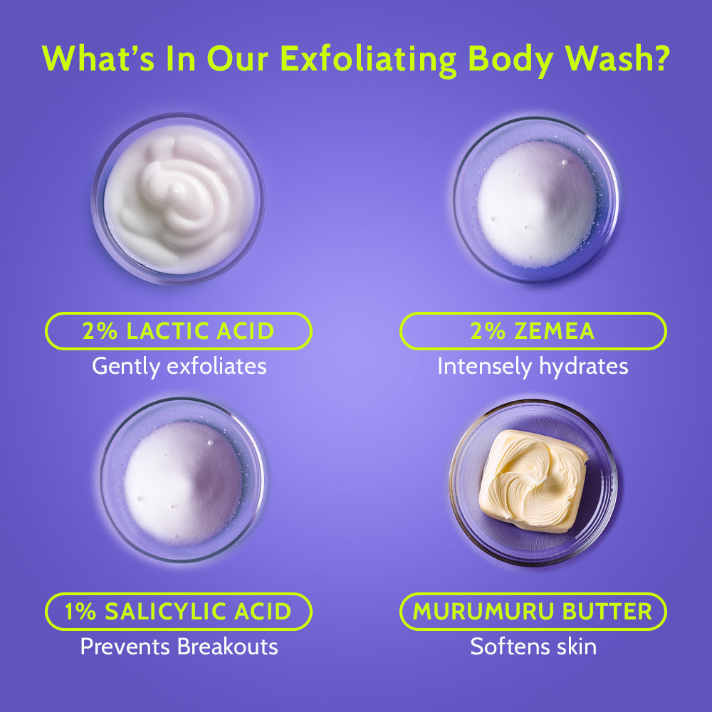 Detan Body Combo | Exfoliating Body Wash + AHA Body Lotion - 236 ml Each