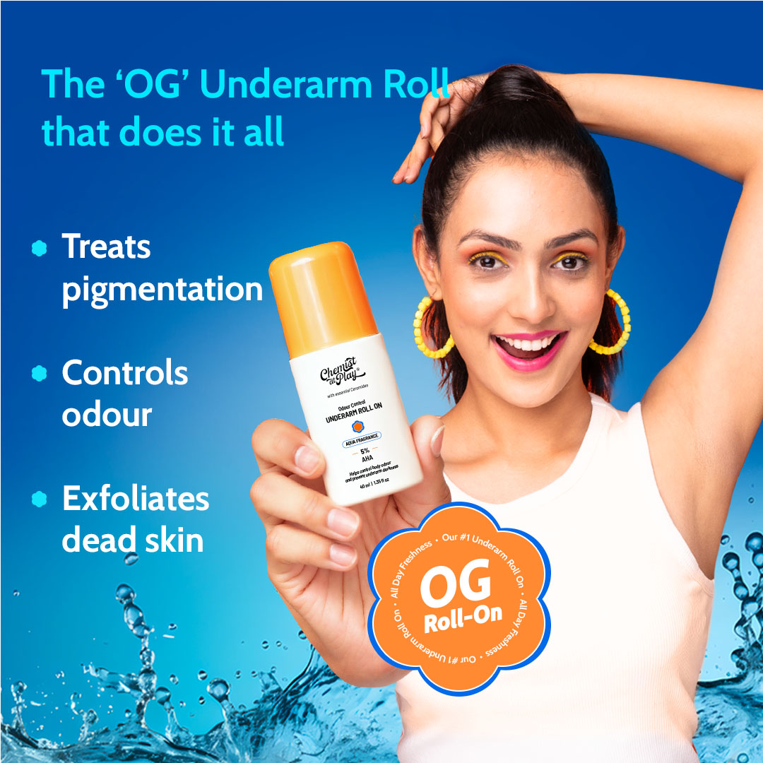 5% AHA Underarm Roll On for Odour Control & Pigmentation (Fragrance Free) - 40 ml | Pack of 3