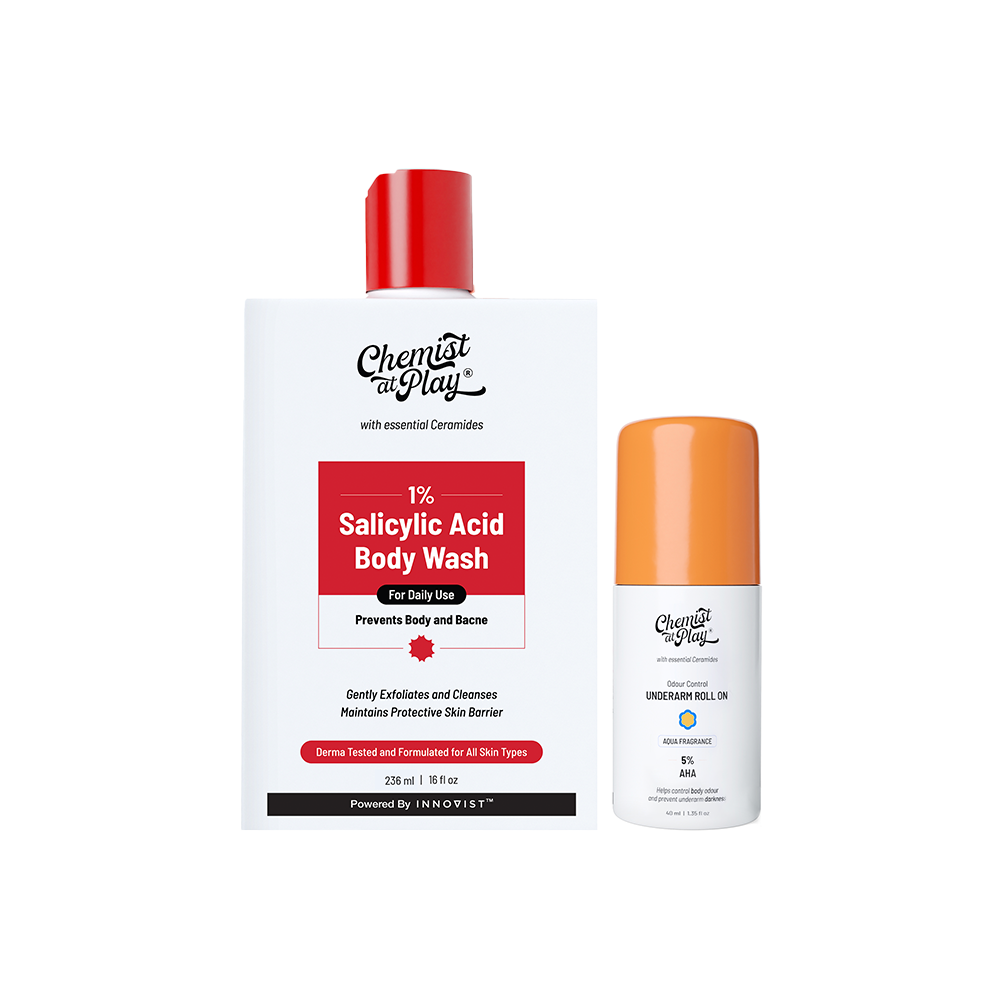 Bye Acne, Welcome Freshness! | Acne Body Wash - 236ml & Aqua Underarm Roll On - 40ml