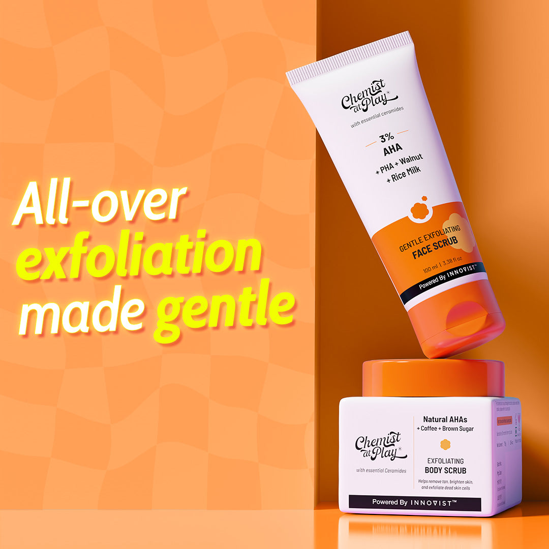 Complete Exfoliation Duo | Gentle Exfoliating Face Scrub - 100 ml & Exfoliating Body Scrub - 75 gm
