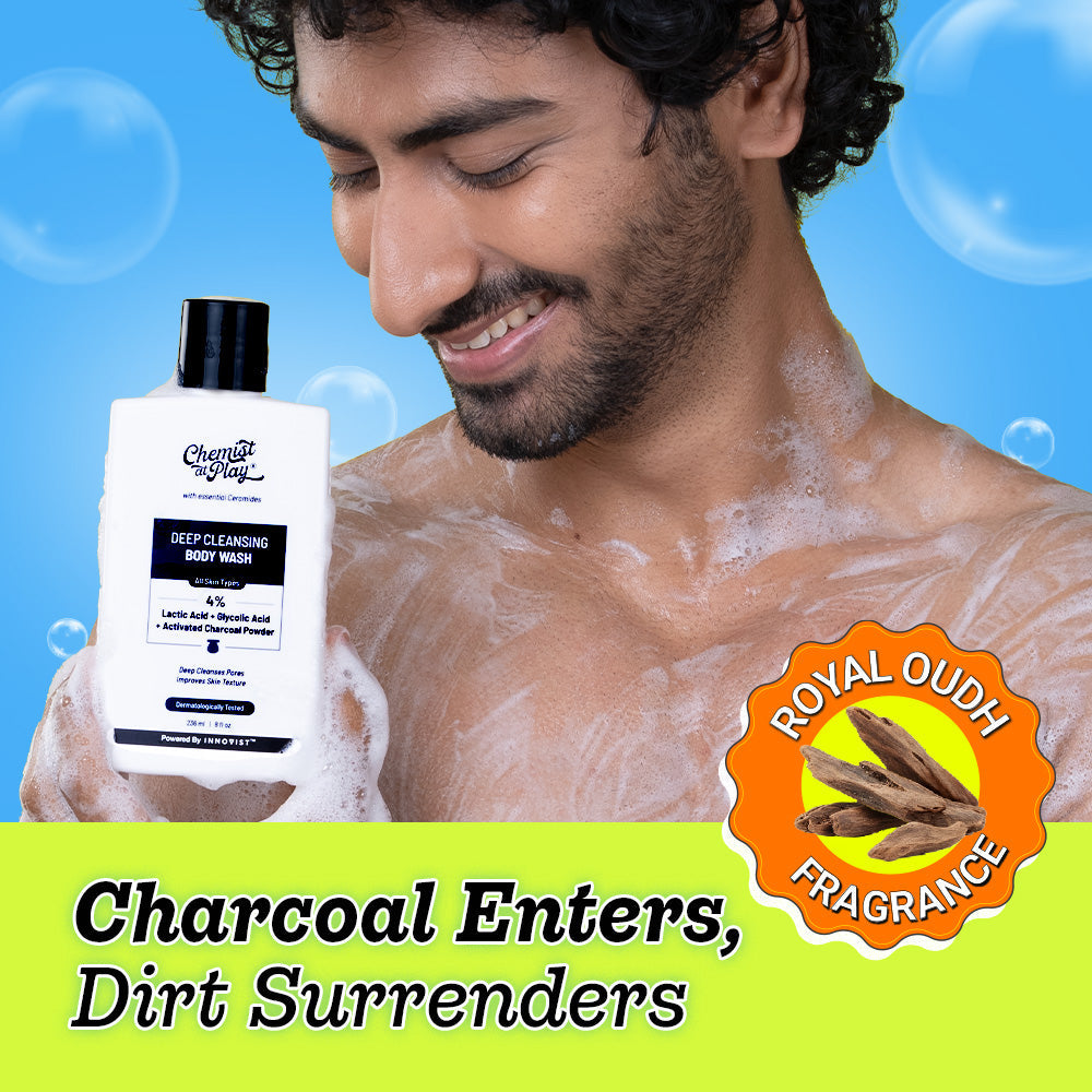 Deep Cleansing Body Wash with Activated Charcoal & Glycolic Acid - 236 ml