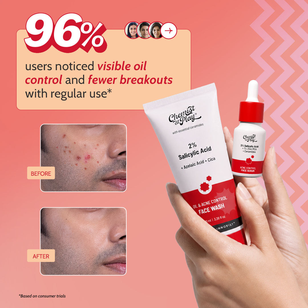 The Clear Skin Duo | 2% Salicylic Acid Face Wash - 100ml & Acne Control Face Serum - 10ml