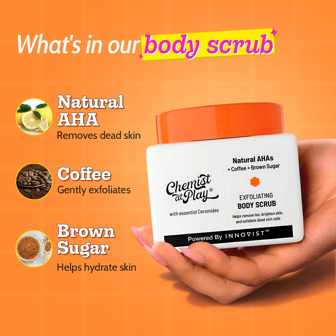 Glow & De-tan Essentials | Exfoliating Face Wash - 100 ml & Body Scrub - 75 gm