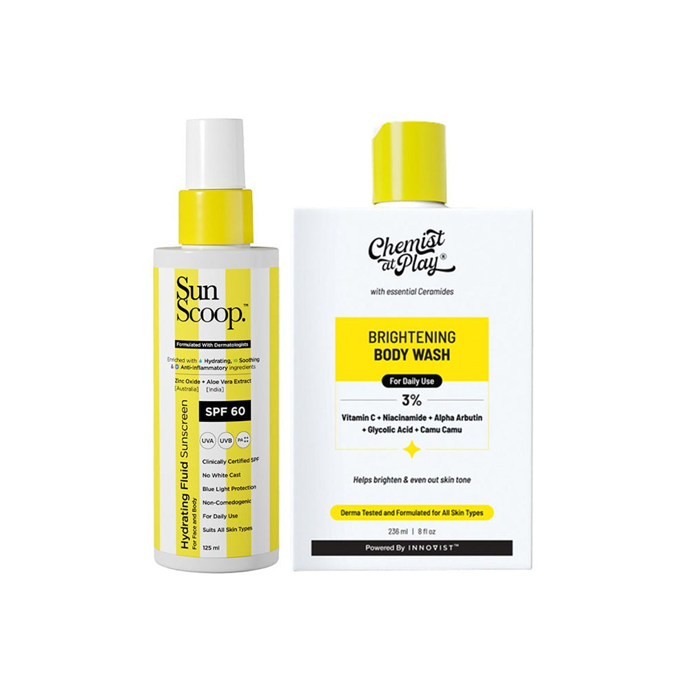 Brighten & Protect Body Duo  with Hydrating Fluid Sunscreen - 125 ml & Brightening Body Wash - 236 ml