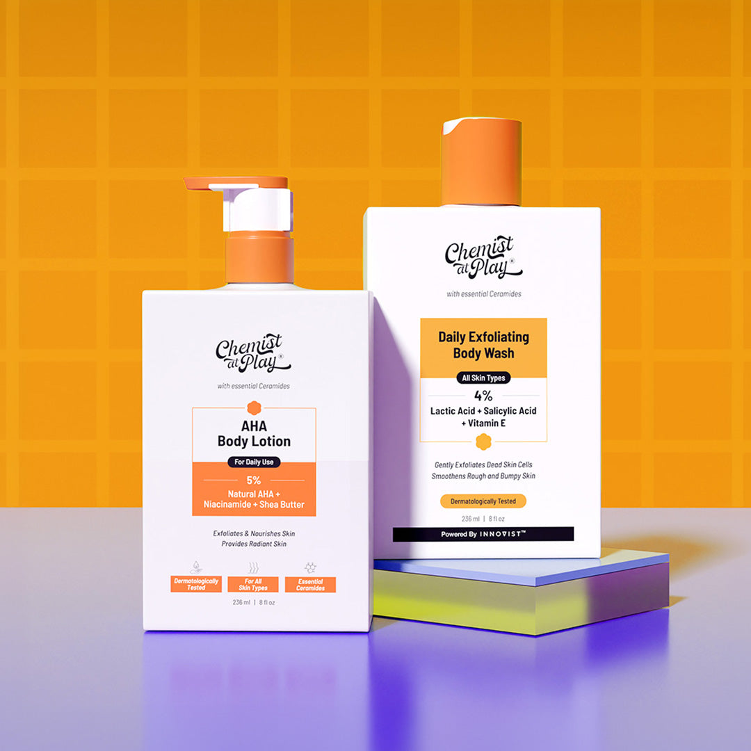 Detan Body Combo | Exfoliating Body Wash + AHA Body Lotion - 236 ml Each