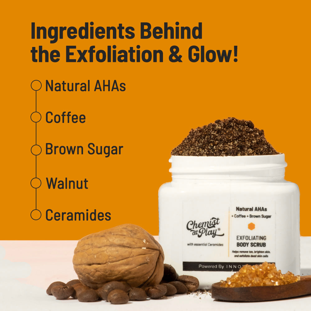 Bright & Smooth Duo | Exfoliating Body Scrub - 75gm & Neck Knee Elbow Brightening Roll On - 40ml