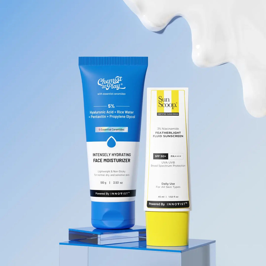 Hydrating Moisturizer (100 gm) + 3% Niacinamide Featherlight Fluid Sunscreen (45 ml) Combo