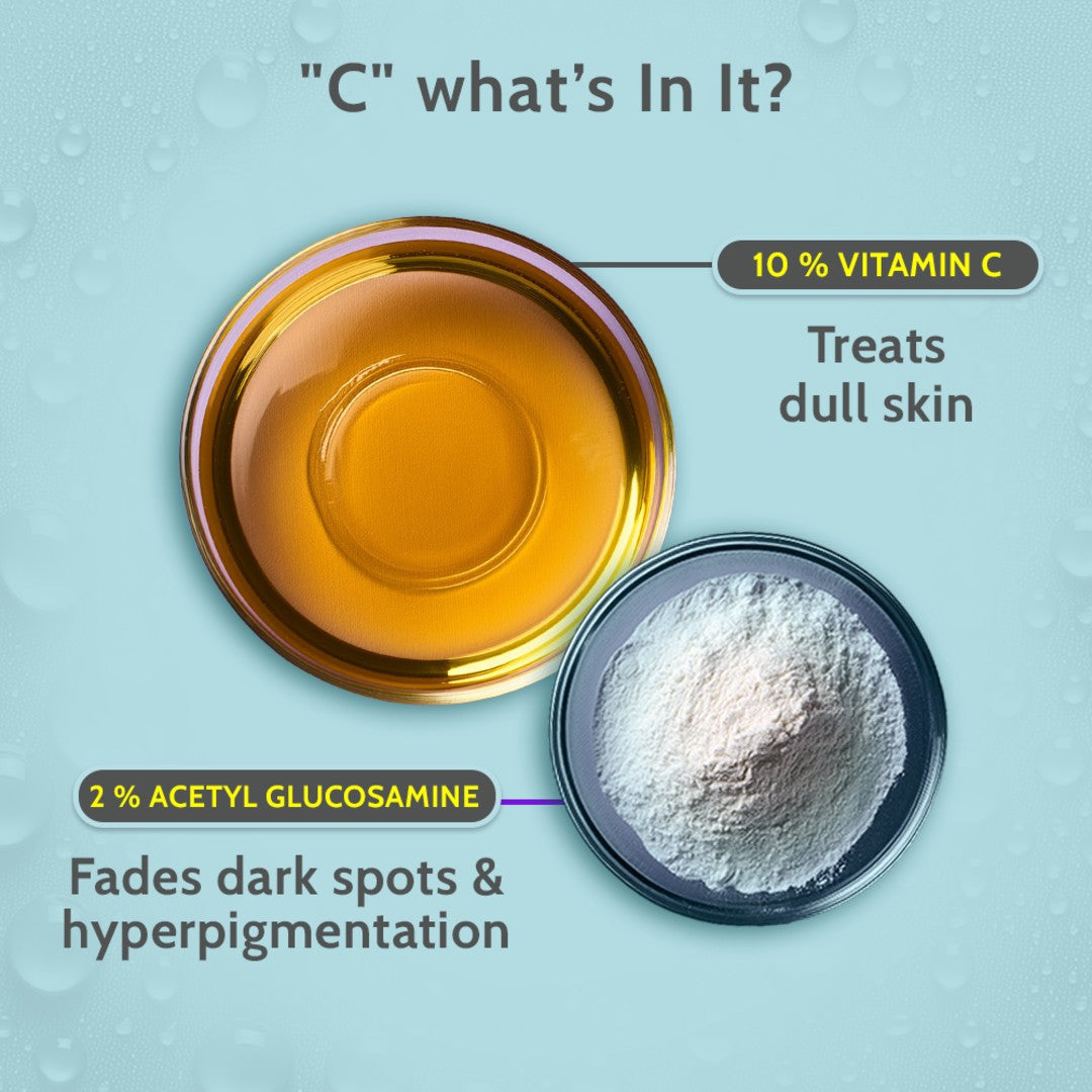 10% Vitamin C Serum with 2% Glucosamine for Glowing Skin - 30 ml | Pack of 2