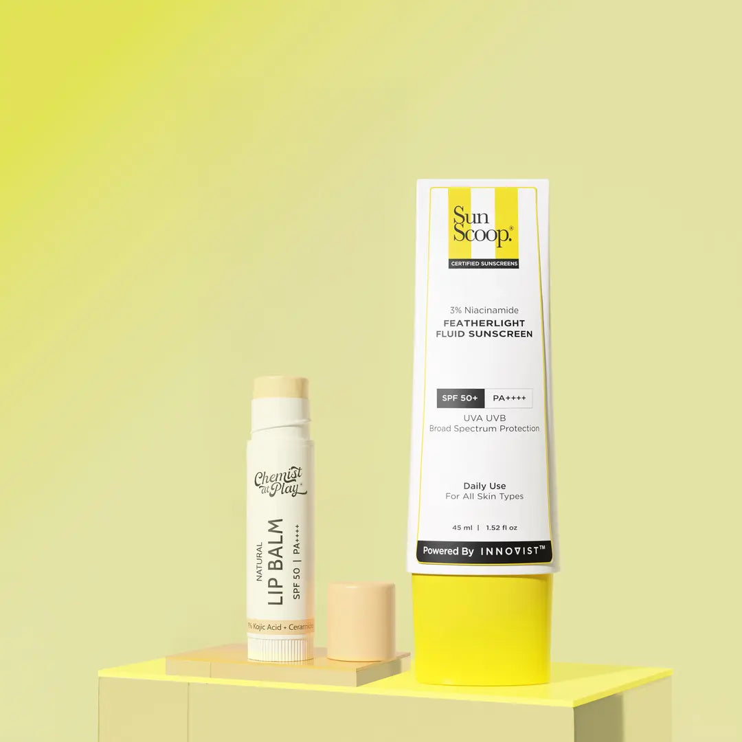 Sun + Lip Care Duo with Natural Lip Balm - 4.5 gm & 3% Niacinamide Sunscreen - 45 ml