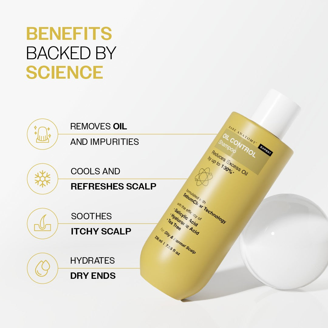 Oil Control Shampoo With Salicylic Acid, Hyaluronic Acid & Tea Tree - 236 ml