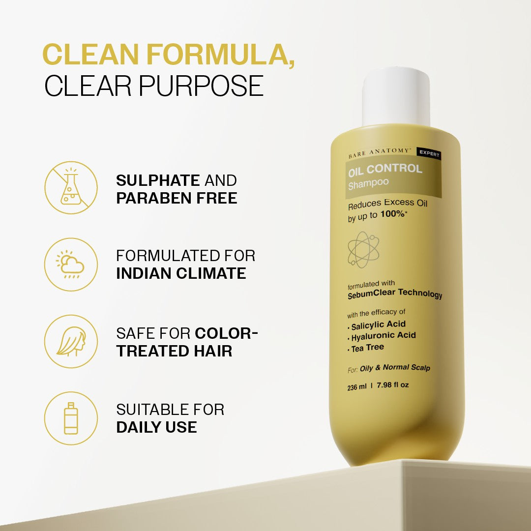 Oil Control Shampoo With Salicylic Acid, Hyaluronic Acid & Tea Tree - 236 ml