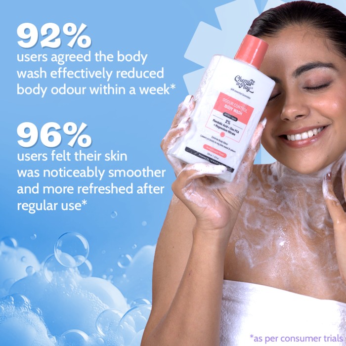 2% Mandelic Acid Odour Control Body Wash for Long Lasting Freshness - 236 ml | Pack of 3