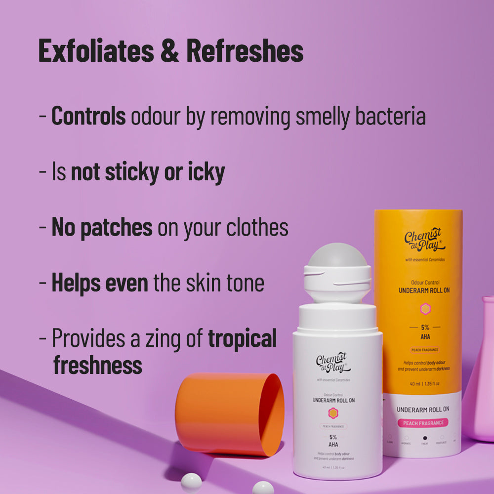 Feel Fresh! | Exfoliating Body Wash - 236 ml & Peach Underarm Roll On - 40 ml