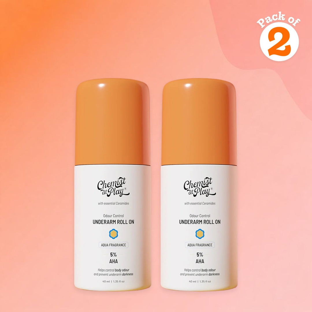5% AHA Underarm Roll On for Odour Control & Pigmentation (Aqua) - 40 ml | Pack of 2