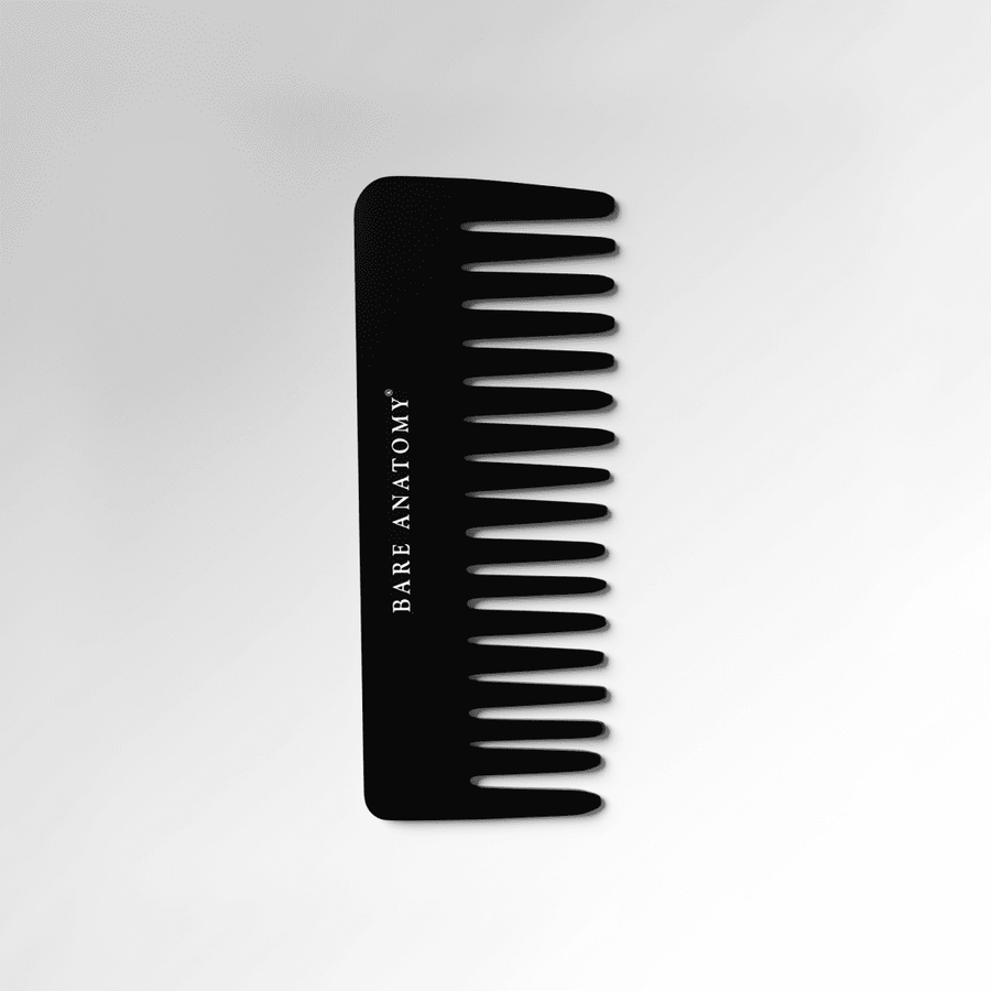 Handcrafted Wide Tooth Hair Comb For Detangling and Reduced Breakage - Black